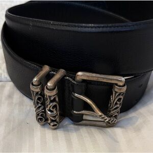 Unbranded Black Leather   Belt with Silver Buckle Brand new 36 waist